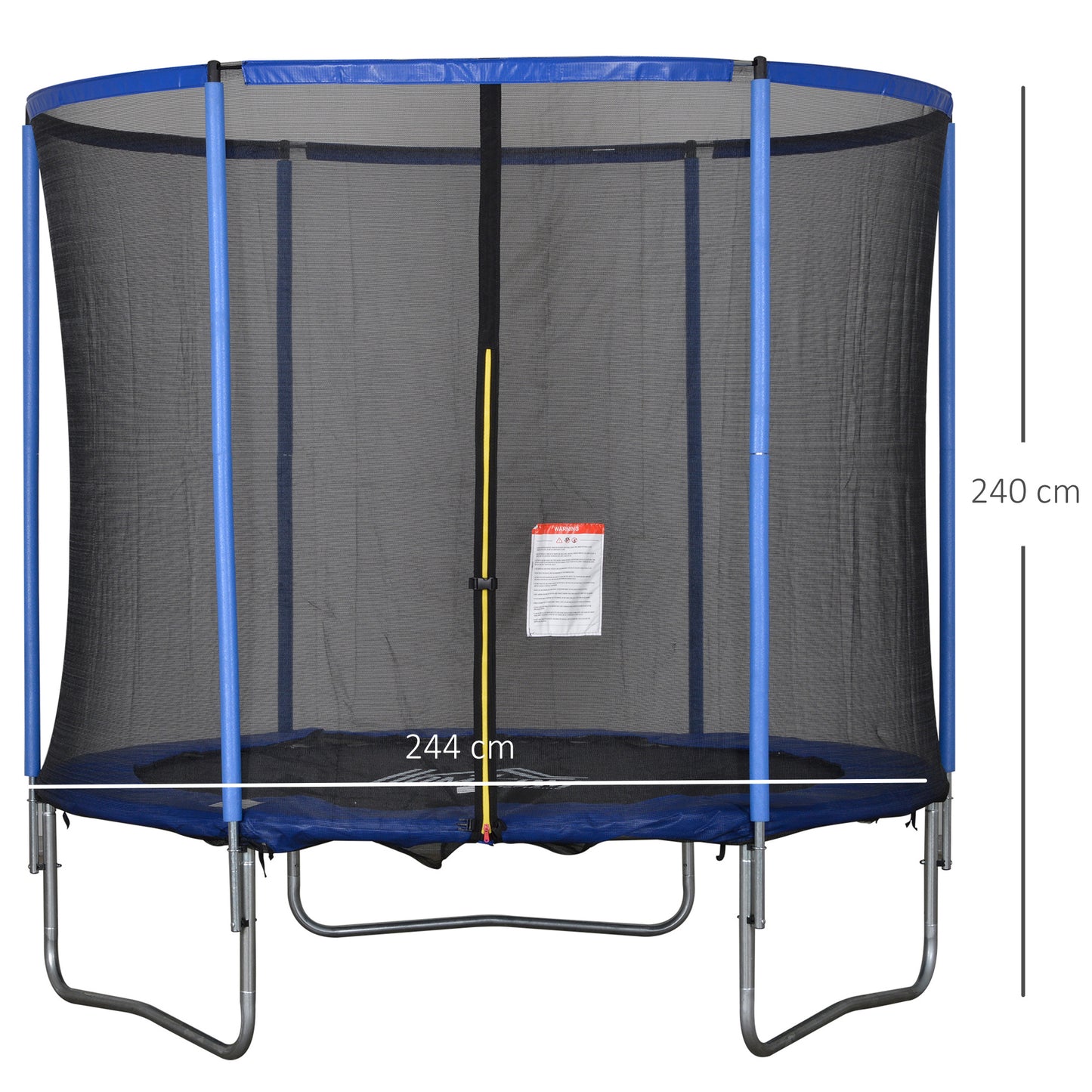 Trampoline – Springkussen – Fitness Trampoline – Tuin Trampoline – Binnen Trampoline – Veiligheidsnet Rondom – Draagvermogen 113,6 Kg – Ø244 x 240 Cm Steel Blue & Zwart