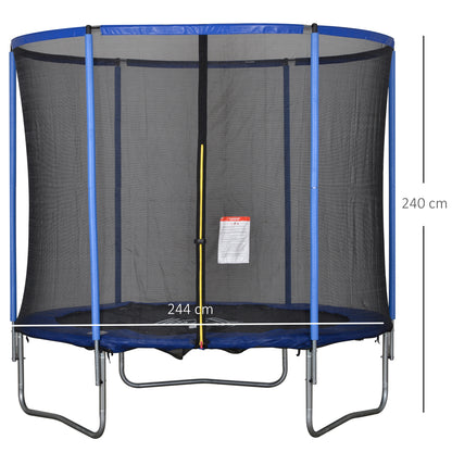 Trampoline – Springkussen – Fitness Trampoline – Tuin Trampoline – Binnen Trampoline – Veiligheidsnet Rondom – Draagvermogen 113,6 Kg – Ø244 x 240 Cm Steel Blue & Zwart