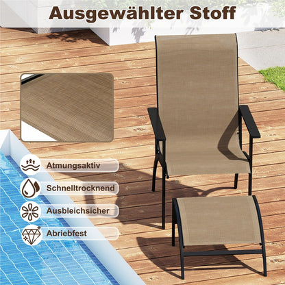 5-Delige Balkonmeubelset – Tuinmeubilair – Balkonset – Terrasmeubilair – Tuinset – Met 2 Stoelen, 2 Voetenbankjes en Tafel – Ergonomisch Comfort – Ruimtebesparend Design – Kleur Coffee
