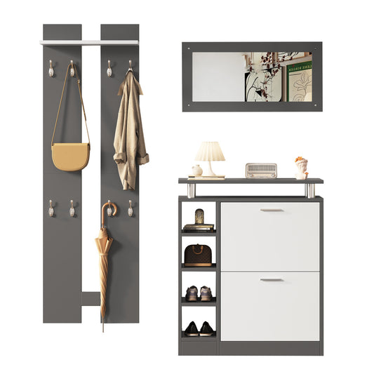 Schoenenkast – Schoenenopberger – Schoenenrek – Schoenenkast – Schoenenkast met Spiegels – Wandgemonteerd – Ruimtebesparend Design – Duurzaam Spaanplaat 80x25x96 cm