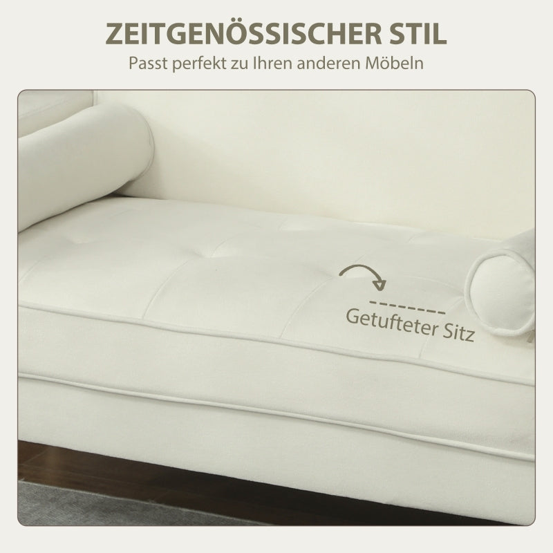 2-zitsbank – Tweezitsbank – Zitbank – Sofa – Loveseat – Crèmekleurig Fluweel – Compact 130 cm Breed – Rubberen Poten