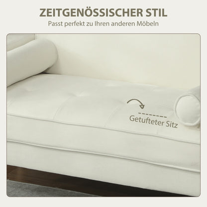 2-zitsbank – Tweezitsbank – Zitbank – Sofa – Loveseat – Crèmekleurig Fluweel – Compact 130 cm Breed – Rubberen Poten