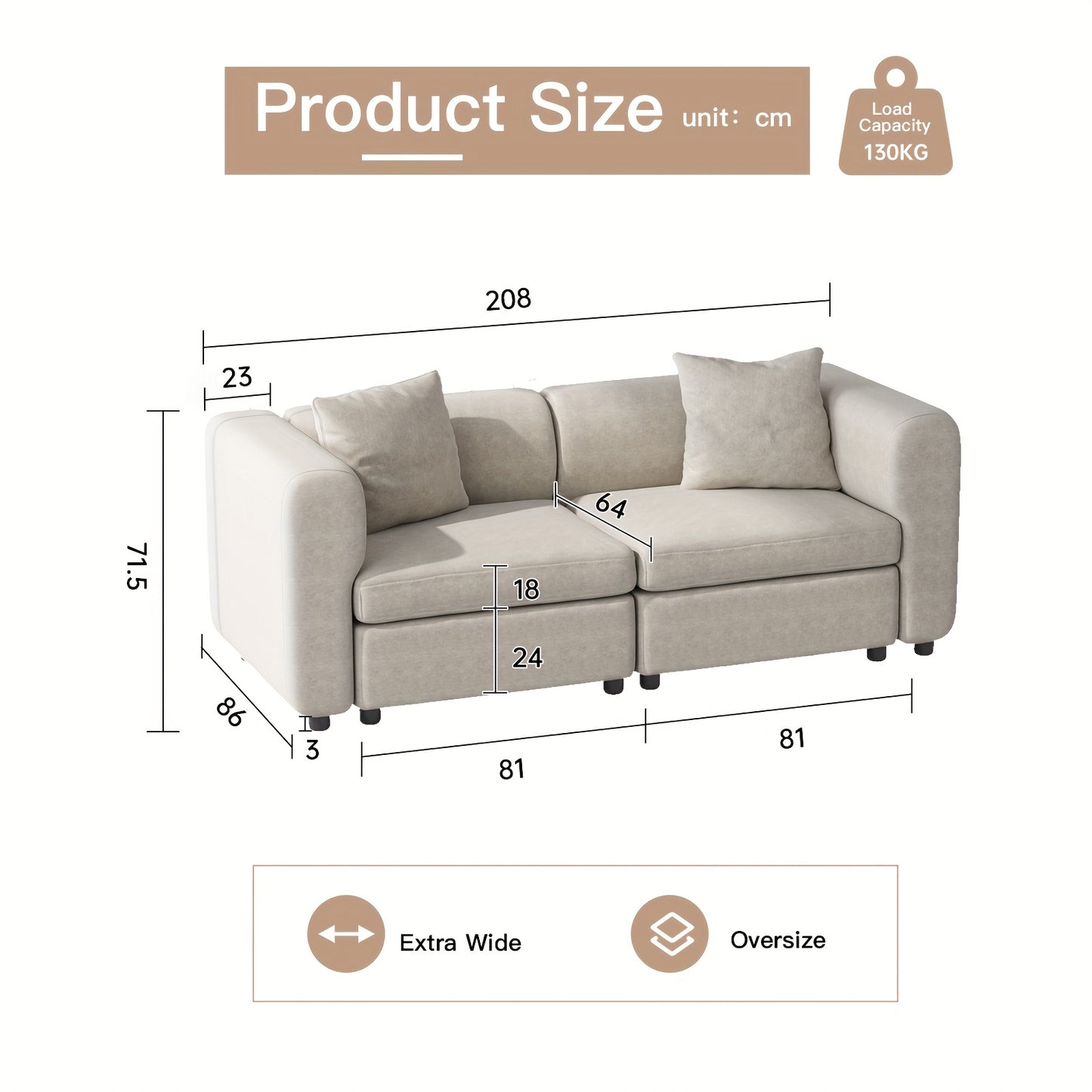 Moderne Modulaire Hoekbank – Sectional Bank – Zithoek – Loungebank – Modulaire Sofa – Beige Kleur – Royale Zitruimte – Eenvoudige Montage