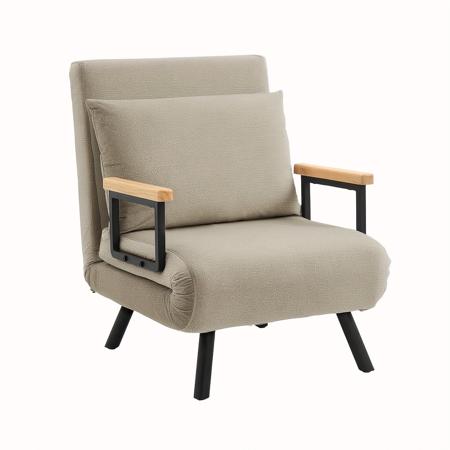 Loungestoel – Zetel – Fauteuil – Relaxstoel – Stoel – Verstelbare Rugleuning – Memory Foam Vulling – Apricot Katoen-Linnen Mix