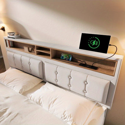 Bedden 160x200 – Tweepersoonsbed – Opbergbed – Lattenbodembed – Gestoffeerd Bed – Verstelbaar Hoofdeinde – Inclusief Matras – Modern Ruimtebesparend Design