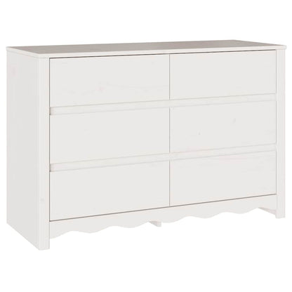Ladenkast – Ladekast – Dressoir – Opbergkast – Kommode – 6 Ruime Lades – Hoogwaardig Natuurlijk Hout – Mat Witte Afwerking