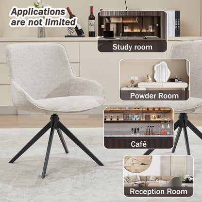 Draaibare Eetkamerstoelen – Eetkamerstoelen – Keukenstoelen – Stoelen – Zithoekstoelen – Witte Polyester Bekleding – Stevig Metalen Frame – Set van 2