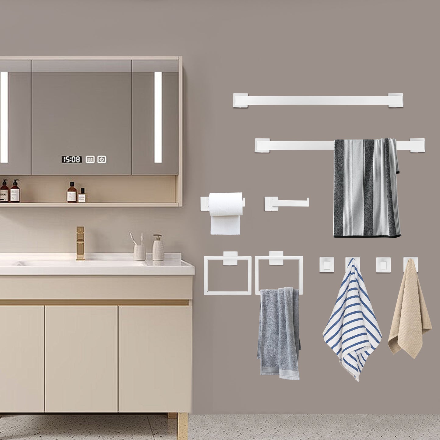 Bathroom Towel Bar Set, Towel Bar Set, Wall Mounted Towel Bar Set