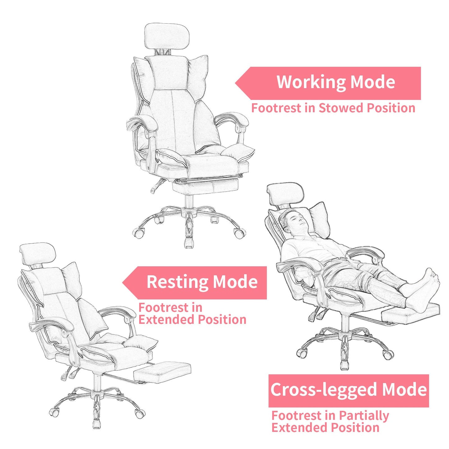 Gamingstoel – Gamestoel – Gaming Chair – Game Stoel – Bureaustoel – Ergonomisch – Verstelbare Hoogte – PU Leer – Zachte Schuimvulling – Stevige Rugsteun – Paars-Wit – 5-Wielbasis – Geschikt Voor Volwassenen En Tieners