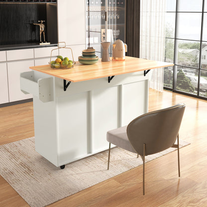 Keukentrolley – Keukenwagen – Serveerwagen – Keukenkast – Opbergkast – Wit – Opklapbaar Werkblad – Lockable Opbergruimte – Mobiel – 39x46x91,5 cm – Kunststof
