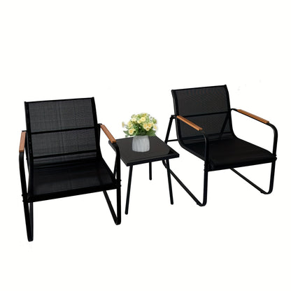 Balkonset – Balkonmeubelset – Bistroset – Tuinset – Loungeset – Duurzaam Stalen Frame – Glazen Tafelblad Met Opbergruimte