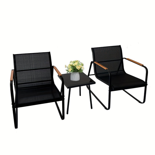 Balkonset – Balkonmeubelset – Bistroset – Tuinset – Loungeset – Duurzaam Stalen Frame – Glazen Tafelblad Met Opbergruimte
