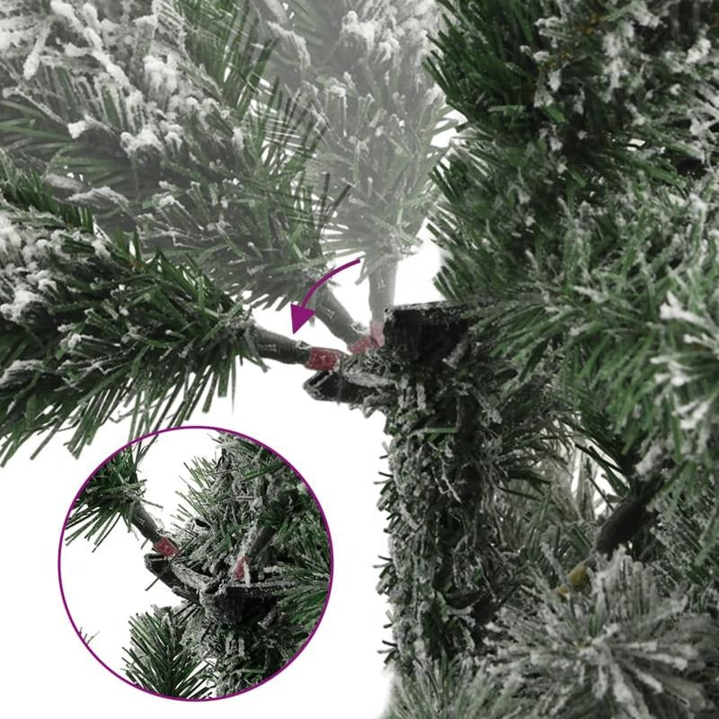 240cm Large Hinged Artificial Christmas Tree with Flocked Snow-Covered Branches - Heavy Base & Sturdy Stand, Easy Assembly, No Needed, Realistic Winter Wonderland Look for Home, Office, Hotel Lobby & Commercial Floor Decorati