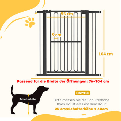 Deurbeveiliging Hondenhek – Traphekje – Huisdier Barrière – Honden Barrière – Verstelbaar Hek Zwart – 76-104 cm Breedte – Drukmontage Zonder Boren