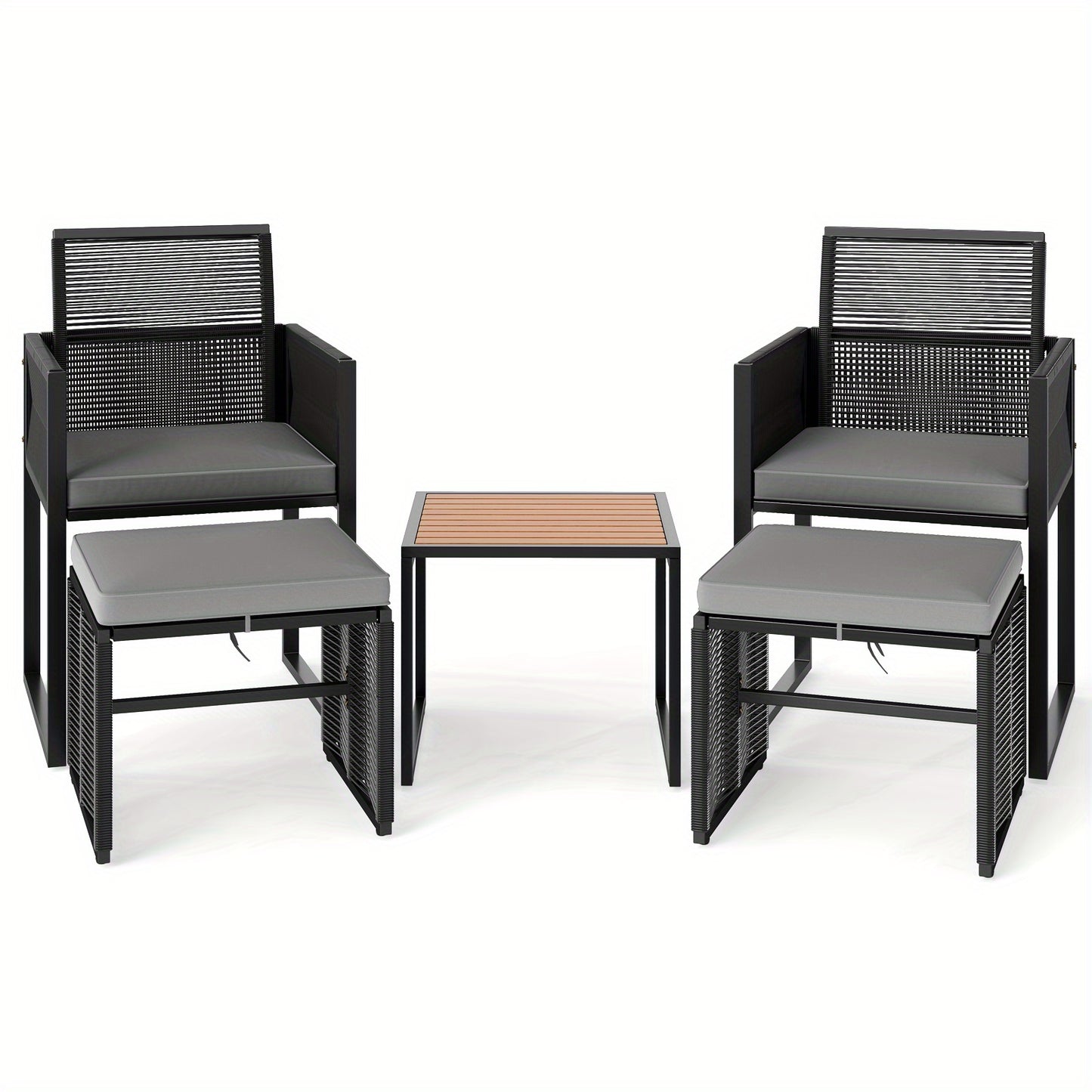 Tuinmeubelen – Loungeset – Zitgroep – Tuinset – Loungeset Met Kussens – Weerbestendig PE Rattan – Acaciahouten Tafel