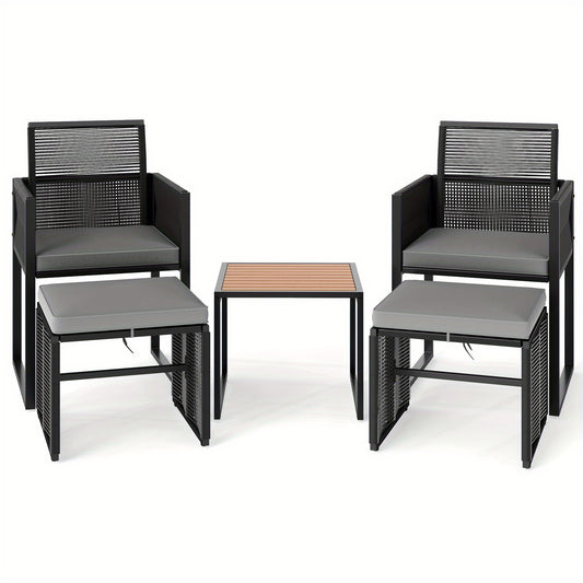 Tuinmeubelen – Loungeset – Zitgroep – Tuinset – Loungeset Met Kussens – Weerbestendig PE Rattan – Acaciahouten Tafel
