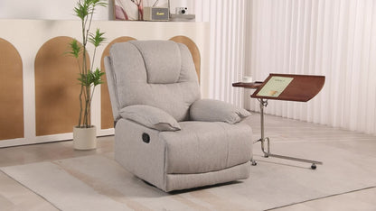 Relaxfauteuil – Relaxstoel – Leesstoel – Loungechair – Comfortstoel – Lichtgrijs – Manuele Verstelbare Rugleuning 145° – Linnenlook Stof Met Voetensteun