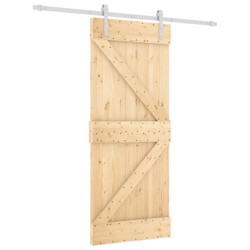 Schuifdeur – Schuifpaneel – Deurafscheiding – Ruimtebesparende Deur – Massief Vurenhout – Bruin – 85x210 cm – Met Seizingsysteem – Duurzaam & Praktisch