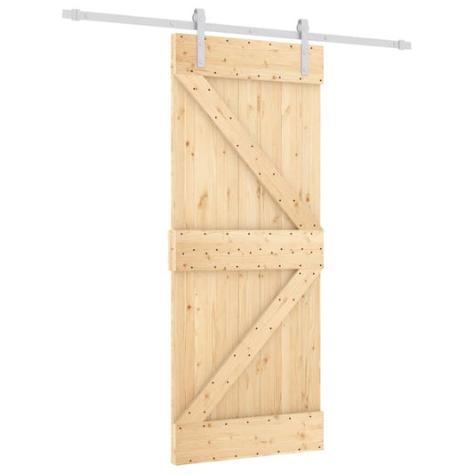 Schuifdeur – Schuifpaneel – Deurafscheiding – Ruimtebesparende Deur – Massief Vurenhout – Bruin – 85x210 cm – Met Seizingsysteem – Duurzaam & Praktisch