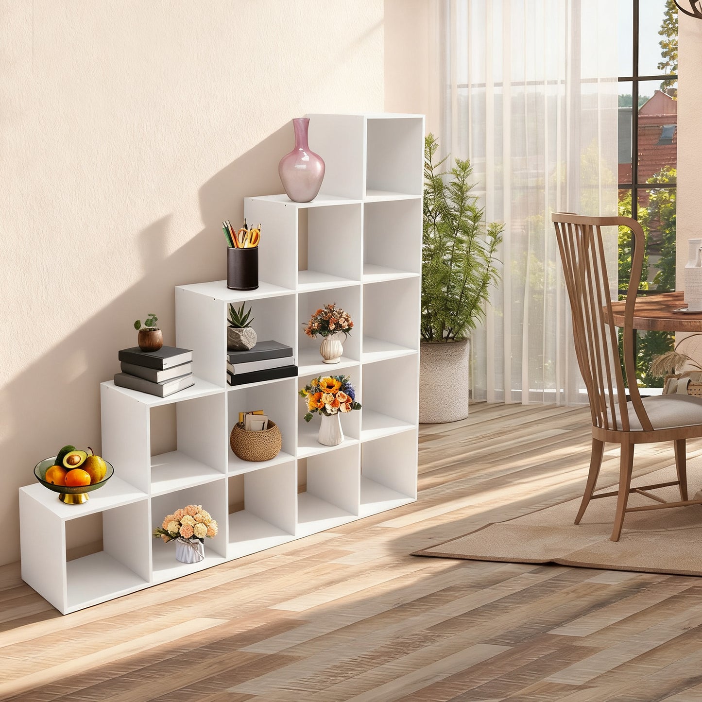 15-Cube L-Shaped Storage Bookcase | Plastic Freestanding Organizer for Home & Office, Contemporary Style by NaMaSyo, Corner Shelves