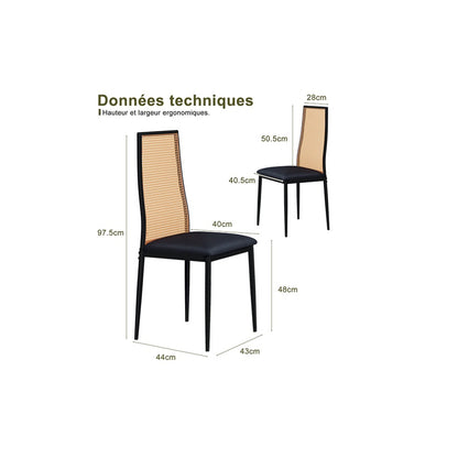 Rotan Stoel – Rieten Stoel – Eetkamerstoel – Tuinstoel – Loungestoel – Set Van 2 – Met Metalen Poot – 91,5x43x44 cm