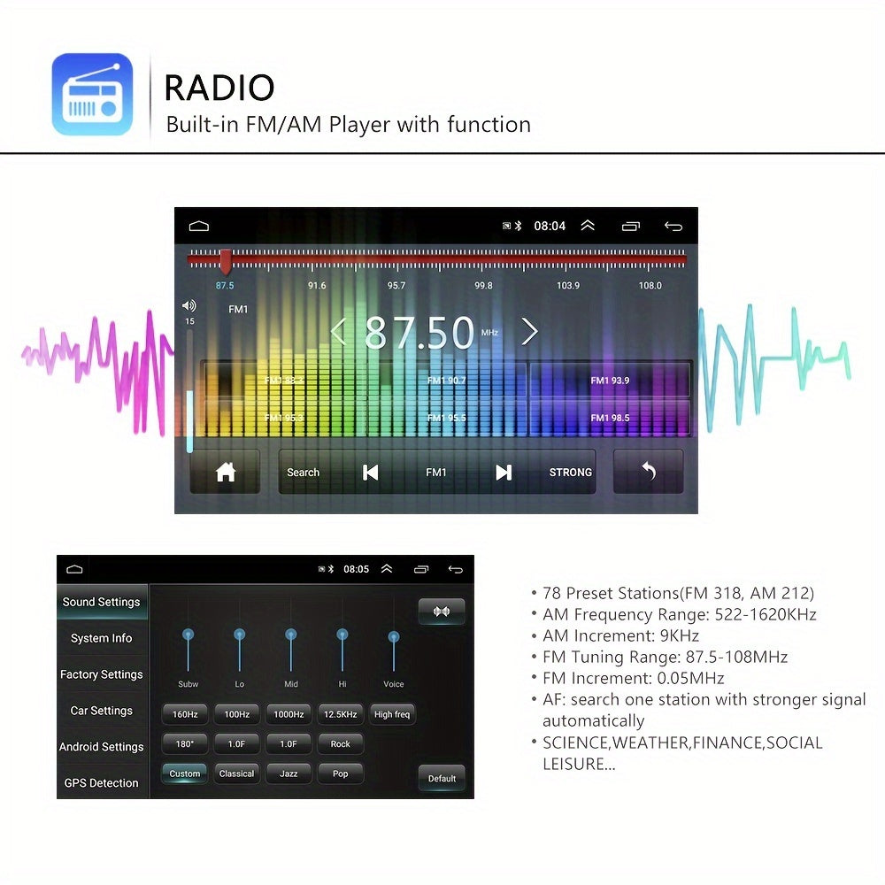 Android Autoradio – Auto Multimedia Systeem – Navigatie Radio – Bluetooth Radio – Touchscreen Autoradio – 7 Inch HD Scherm – Achteruitrijcamera Met Nachtzicht