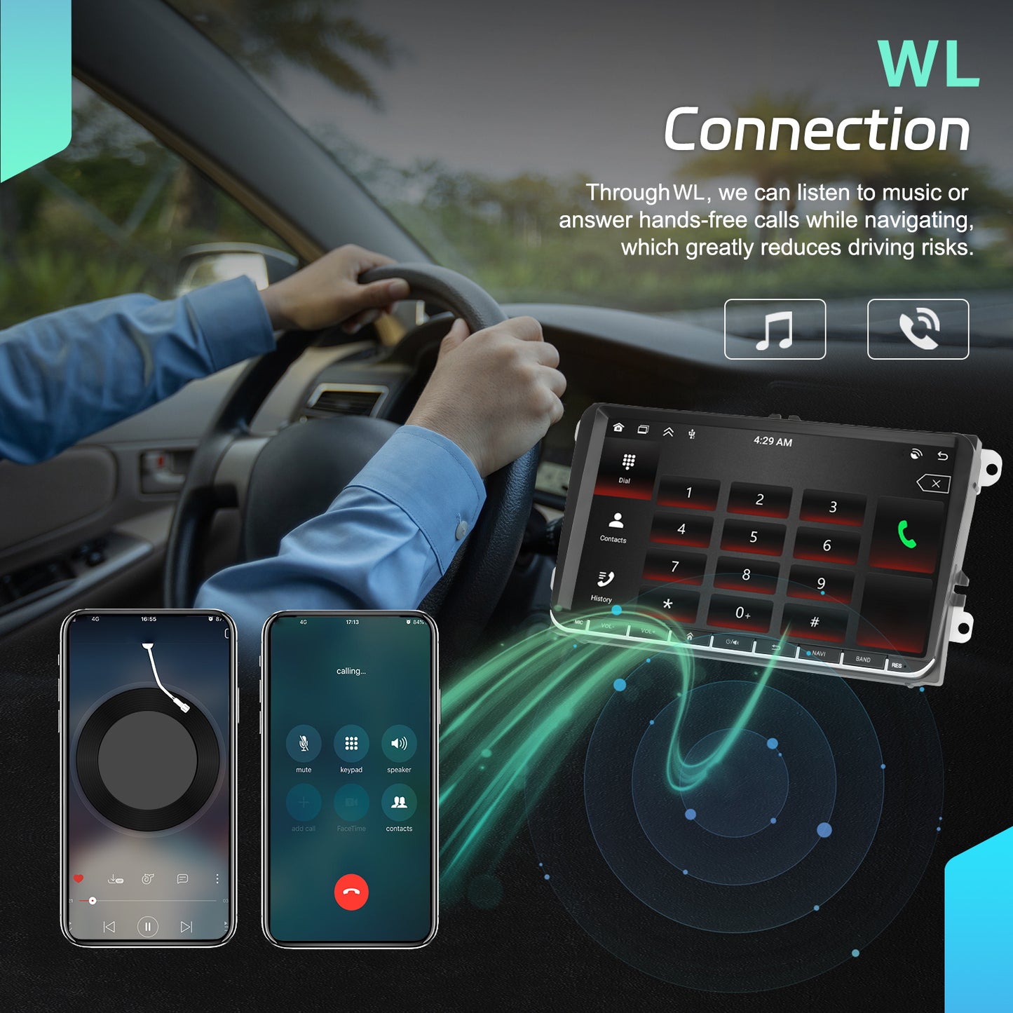 Android 15 Car Radio – Autoradio – Multimedia Systeem – Navigatiesysteem – Touchscreen Radio – 8-Core Processor – 6+128GB Geheugen – Draadloze CarPlay & Android Auto – 22,86 cm GPS Scherm