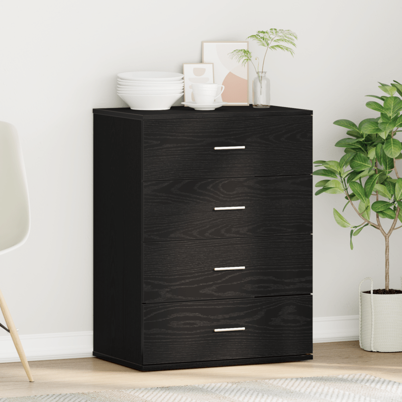 Sideboard met lade Zwart eikenwood 60 x 39 x 80cm Edited wood Practical and removable