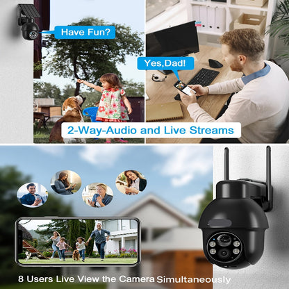 Beveiligingscamera – Draadloze Camera – Zonnecamera – Slimme Beveiliging – 360° Draaibaar – 3MP HD Resolutie - set van 4 Stuks