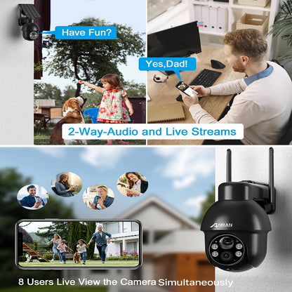 Beveiligingscamera – Solar Camera – Draadloze Camera – Outdoor Camera – IP Camera – 2 Stuks – 360° Pan & Tilt – Full-Color Nachtzicht
