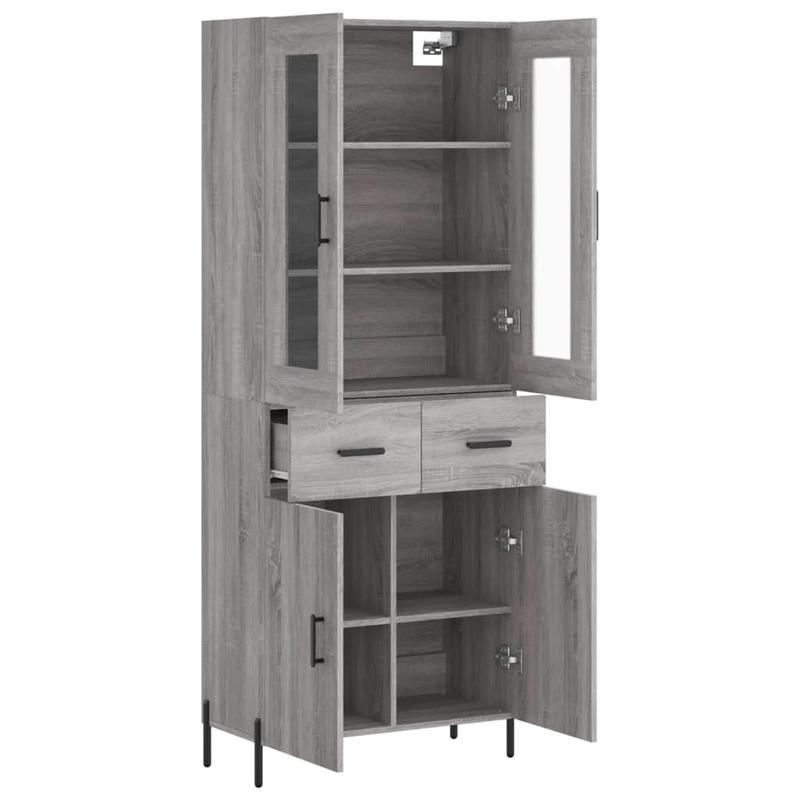 Simple Sideboard, Spacious Storage Cabinet with Display Shelf, Suitable for Kitchen, Living Room, Stylish Furniture, Offers Additional Storage Space and Home Decoration, Ensures Safety. Tall Cabinet 69.5x34x180 cm, Treated Wo