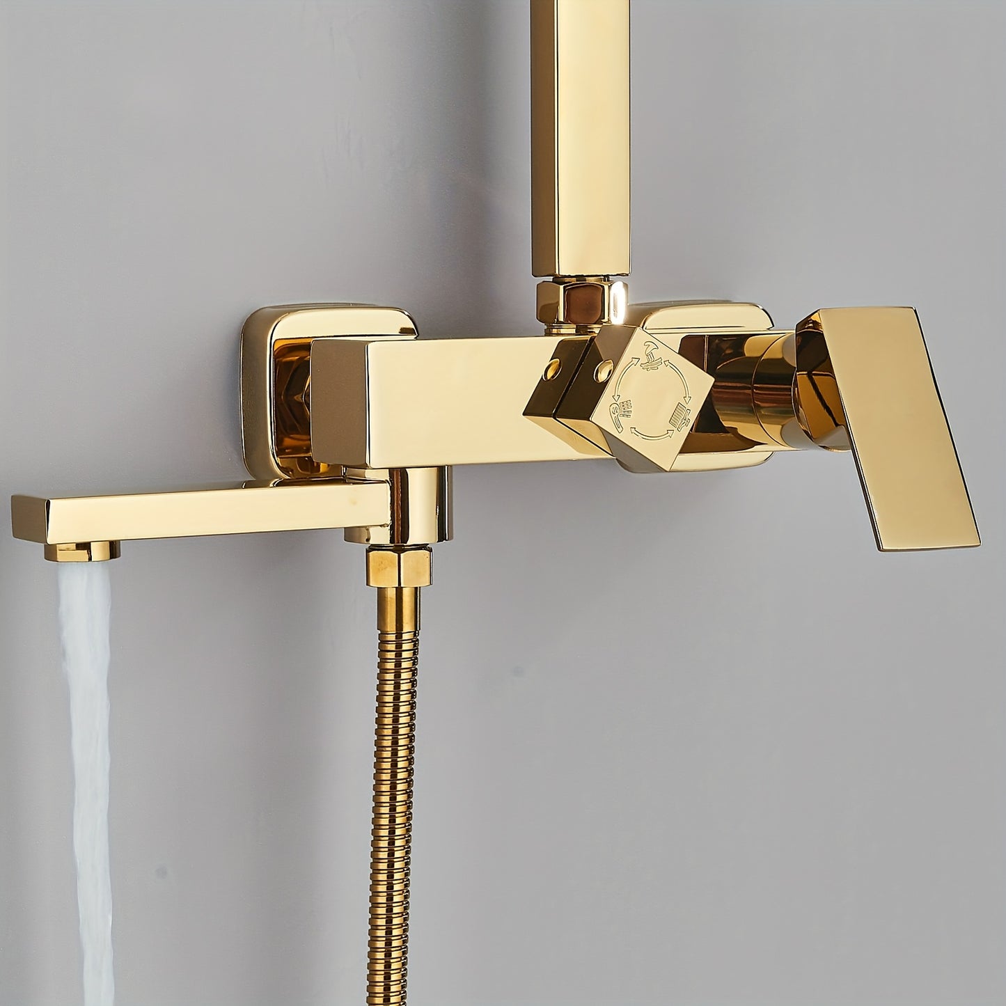Modern Gouden Douche Systeem – Douche Set – Regendouche – Handdouche – Mengkraan – 20 cm Regenval – Thermostatisch – Wandmontage