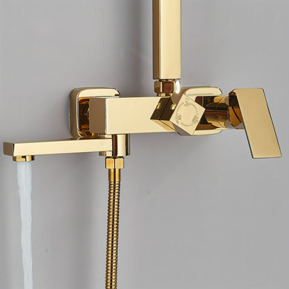 Modern Gouden Douche Systeem – Douche Set – Regendouche – Handdouche – Mengkraan – 20 cm Regenval – Thermostatisch – Wandmontage