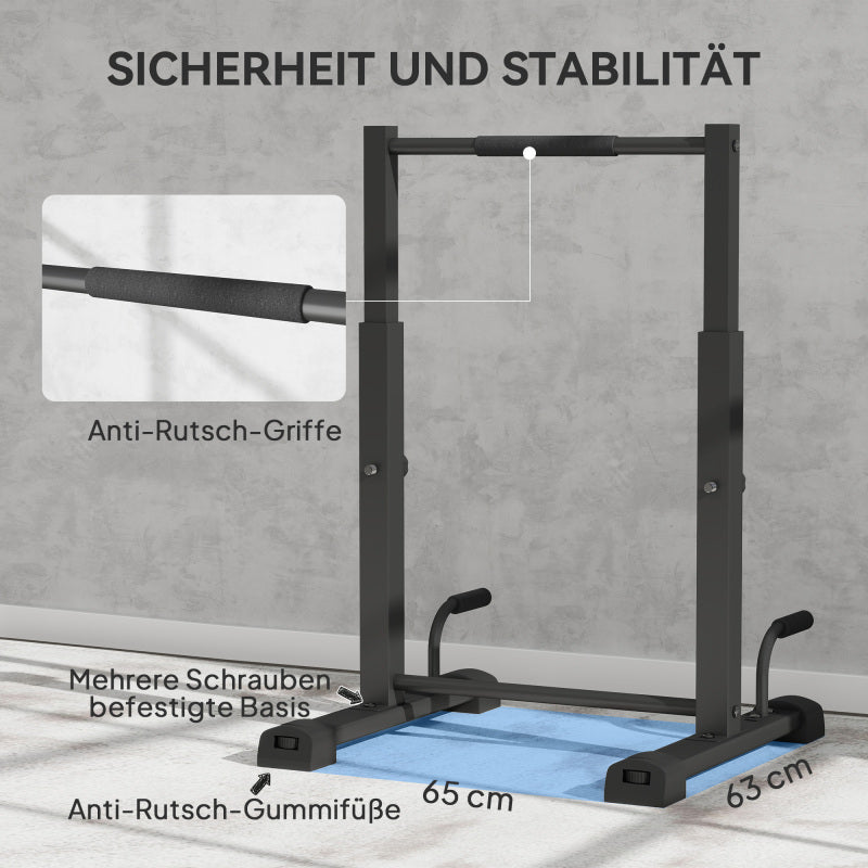 Dip Station – Dip Bars – Parallette – Push-Up Station – Krachtstation – Verstelbare Hoogte 93-117 cm – Stalen 5x5 cm Frame Met 540 kg Draagvermogen