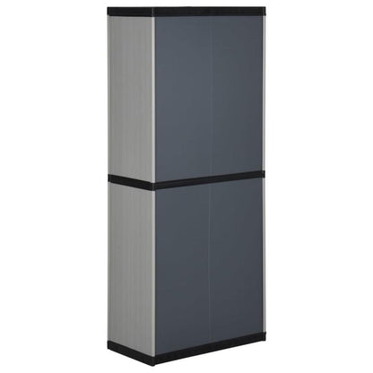 Buitenkast – Tuinkast – Opbergkast – Bergkast – Tuinopbergkast – Transparante Deuren – Duurzaam Kunststof – Vrijstaand – Grijs-Zwart – 68,58 cm Hoog – 3,2 Kubieke Voet Inhoud
