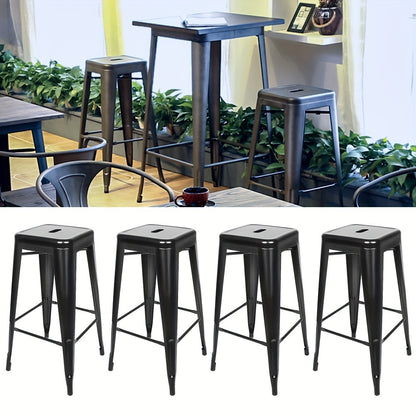 Barstoel – Barkruk – Barkrukken – Barstoelen – Keukenstoel – Industrieel Design – Zithoogte 76 cm – Met Voetsteun – Stapelbaar – Metaal