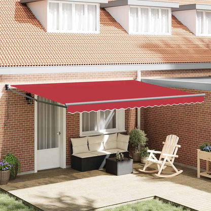 Handmatige Vouwzonwering – Uitschuifbare Zonwering – Zonneluifel – Schaduwdoek – Balkonzonwering – Rood – 450x300 cm – UV- en Waterbestendig Polyester