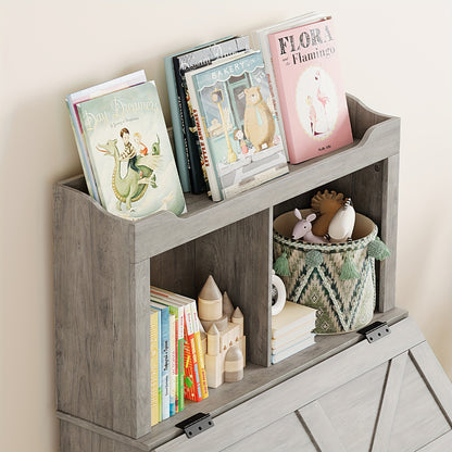 Boekenplank – Boekenrek – Wandplank – Opbergplank – Wandrek – Modern Grijs – 3 Vakken Met Flip-Top Deksel – Duurzaam MDF En Massief Hout