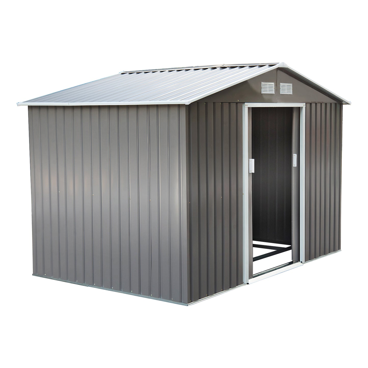 Outsunny Garden Shed 4.9m, Garden Cabin, Garden Storage, Dimensions 2.77L x 1.95W x 1.92H m, Sliding Door, Ventilation, Steel Sheet, Gray