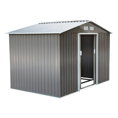 Outsunny Garden Shed 4.9m, Garden Cabin, Garden Storage, Dimensions 2.77L x 1.95W x 1.92H m, Sliding Door, Ventilation, Steel Sheet, Gray