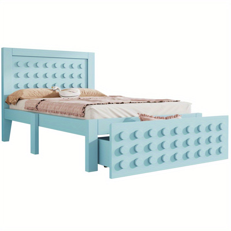 Bedframe – Eenpersoonsbed – Jeugdbed – Slaapbank – Kinderbed – Houten Frame – 90x200 cm – Met Opberglades – Massief MDF Hout