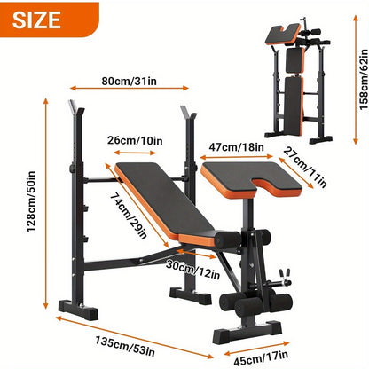 Halteroefenbank – Fitnessbank – Trainingsbank – Gewichthefbank – Benchpressbank – 6-in-1 Verstelbaar – Inklapbaar – Stalen Frame 299 kg Draagkracht – Compact Voor Thuisgebruik