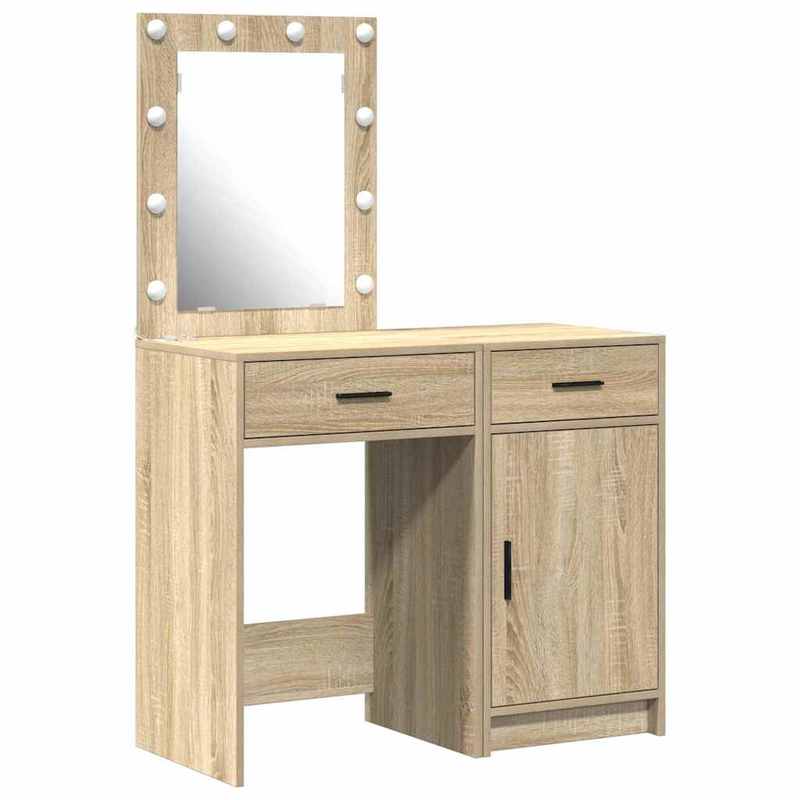 Damming Table with Door 2pcs Brown 50 X 41 X 135Cm Wood Material Crafted from High-Quality Engineered Wood, This Makeup Table Is Both Functional And Practical., Home Organization, Dressing Table, Stylish Dresser, Modern Vanit