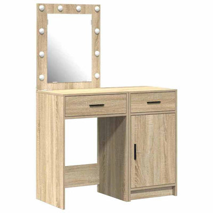 Damming Table with Door 2pcs Brown 50 X 41 X 135Cm Wood Material Crafted from High-Quality Engineered Wood, This Makeup Table Is Both Functional And Practical., Home Organization, Dressing Table, Stylish Dresser, Modern Vanit