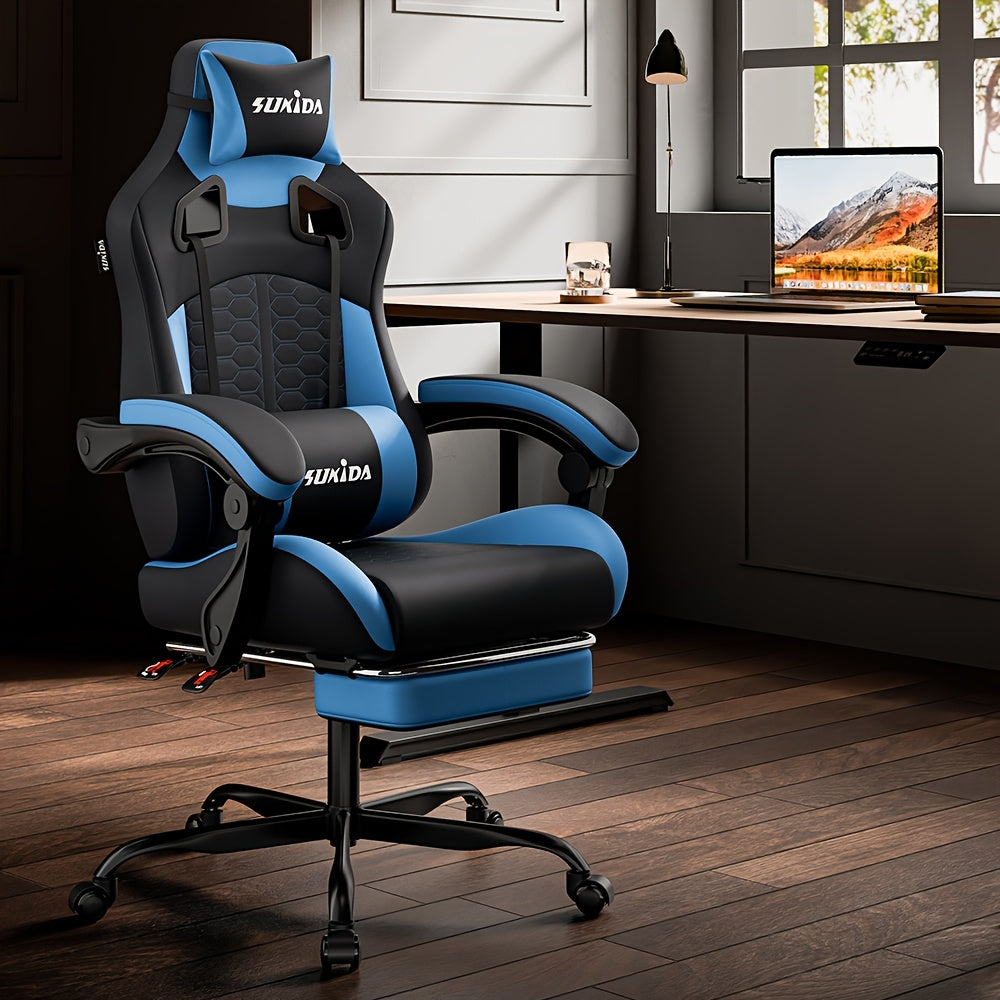 Gamingstoel – Gamestoel – Gaming Chair – Game Stoel – Esports Chair – Ergonomische Verstelbare Rugleuning – PU Kunstleer Met Voetensteun