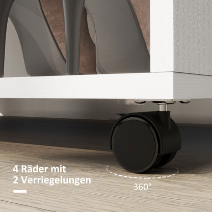 Rollende Kledingkast – Mobiele Kast – Kledingrek Op Wieltjes – Opbergkast – Garderobekast – Compact 80x40x128 cm – Stevig Wit Frame
