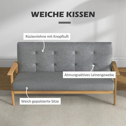 Easy-to-Assemble Modern 3-Seater Sofa Bed-like Couch - Thick Foam & Rubberwood Frame, Gray Upholstered Futon Sofa for Small Spaces, Apartments, Living Room, Bedroom, Office - Durable (Assembly Required)
