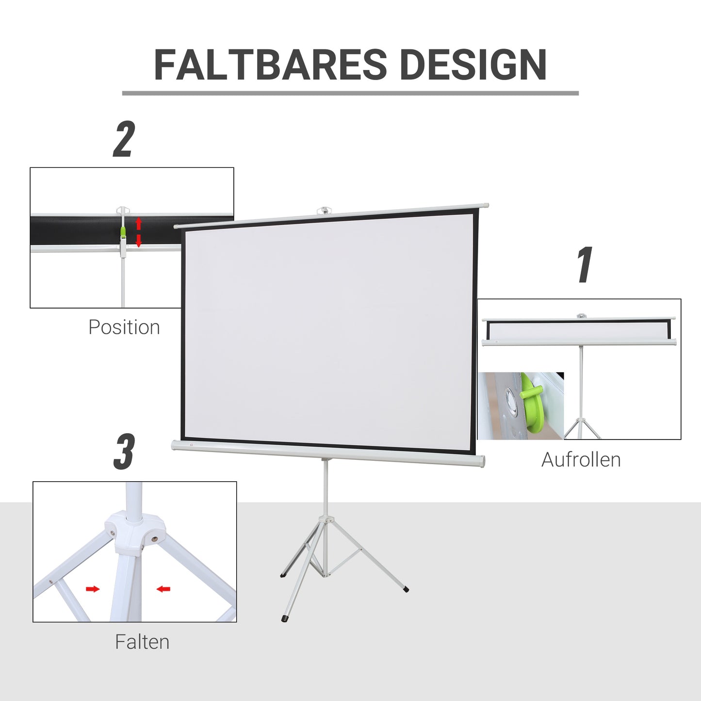 Projectiescherm – Beeldscherm – Presentatiescherm – Filmscherm – Cinema Scherm – 4:3 Formaat – Wit Kwaliteitsmateriaal – Heldere Projectie