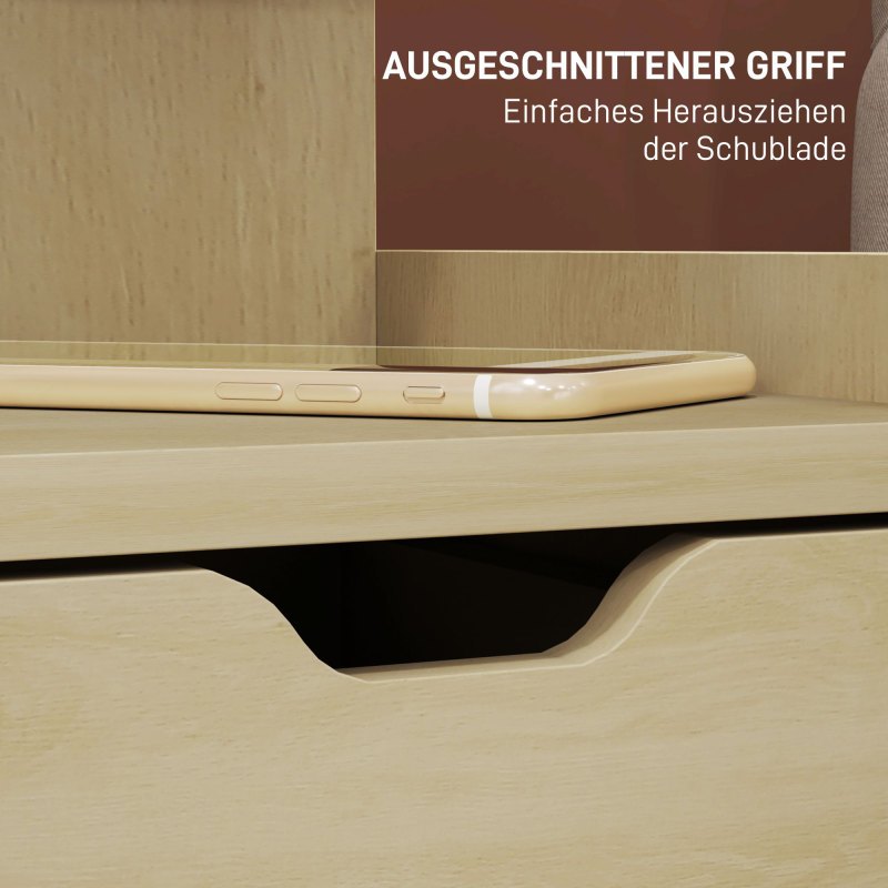 Nachtkastje – Bijzettafel – Nachtkast – Bijzettafeltje – Bedtafeltje – Natuurlijk Hout – Compact 40x30x60 cm – 2 Lades & Open Vak