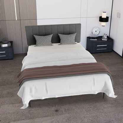 Bedframe – Gestoffeerd Bed – Tweepersoonsbed – Lattenbodem – Slaapbank – Linnen Hoofdbord – Stevig MDF & Massief Hout – Geschikt voor Matras 140x200 cm